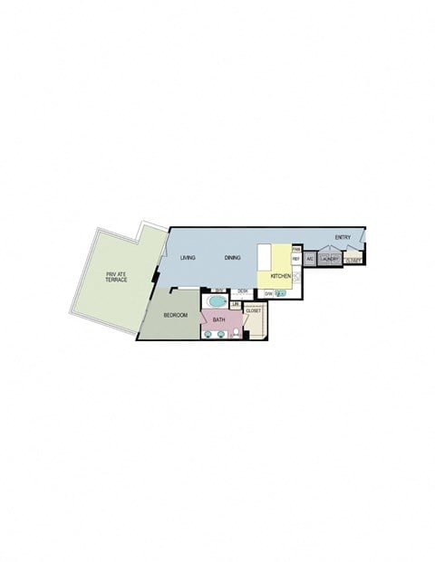 Floor plan for 1 bed, 1 bath, 998 sqft